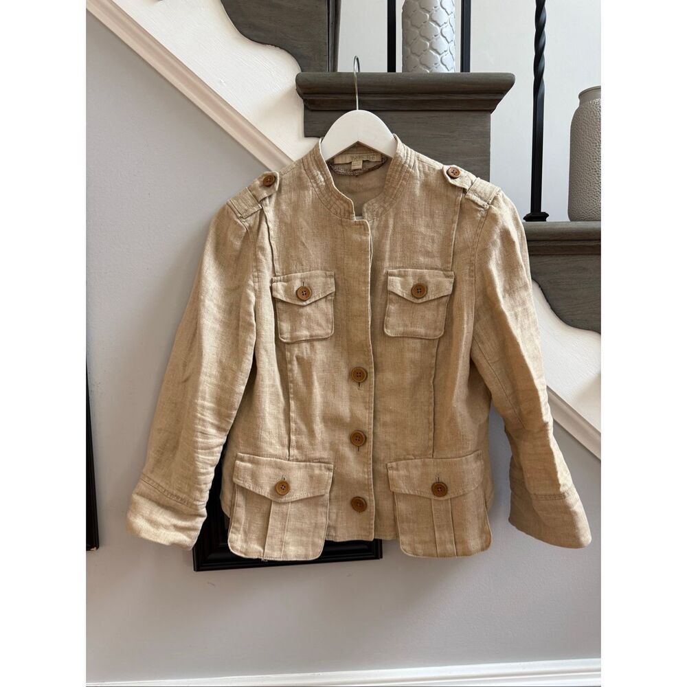 Banana Republic Heritage 100% Flax Linen Safari Jacket sz 2